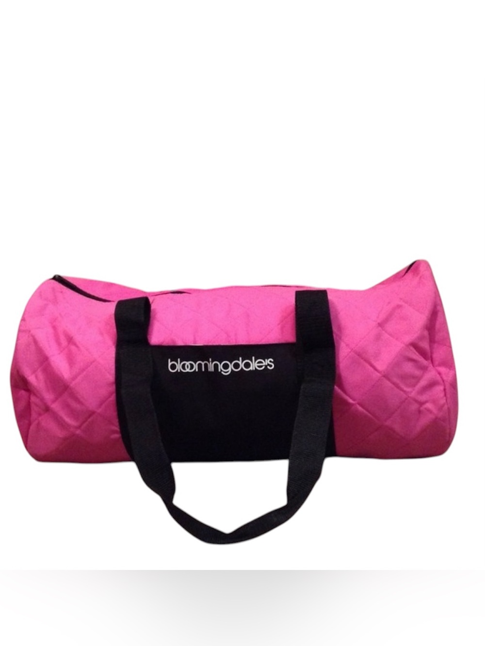 Bloomingdale's Hot Pink Quilted Duffel Travel Bag